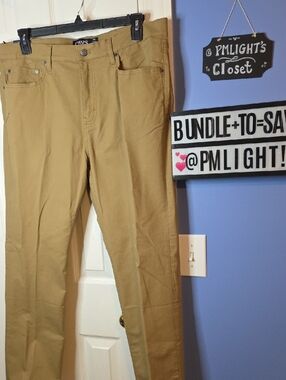 Chaps 5-Pocket Stretch Pants New Chinos Bronze 38x30